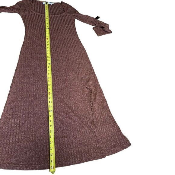 ASTR The Label Hi-Slit ribbed brown stretch knit Midi Dress Sz Medium Bodycon - Picture 8 of 10